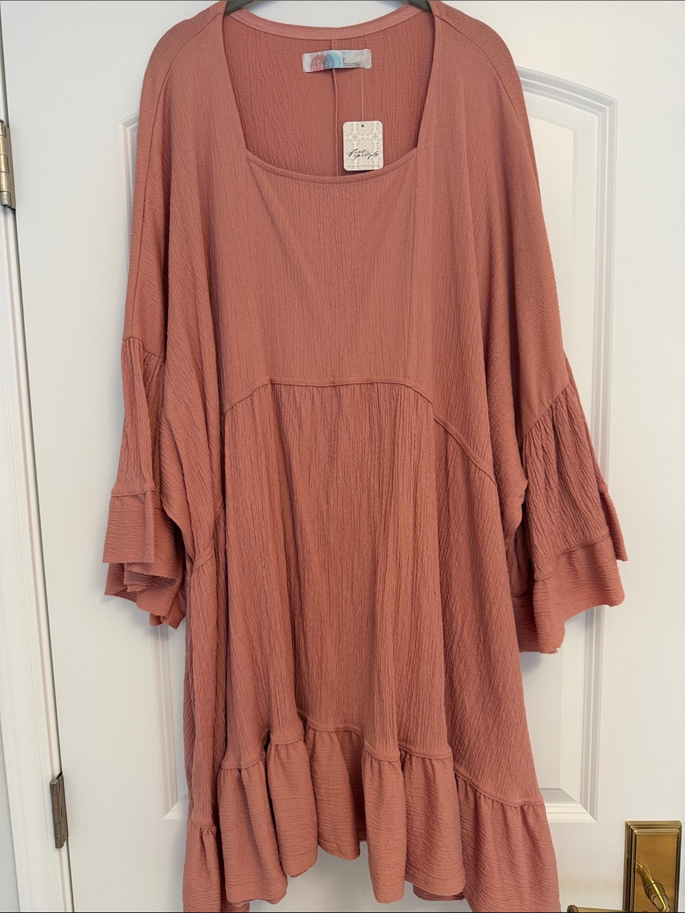 Free People Dusty Rose Ruffle Sleeve Tunic Dress